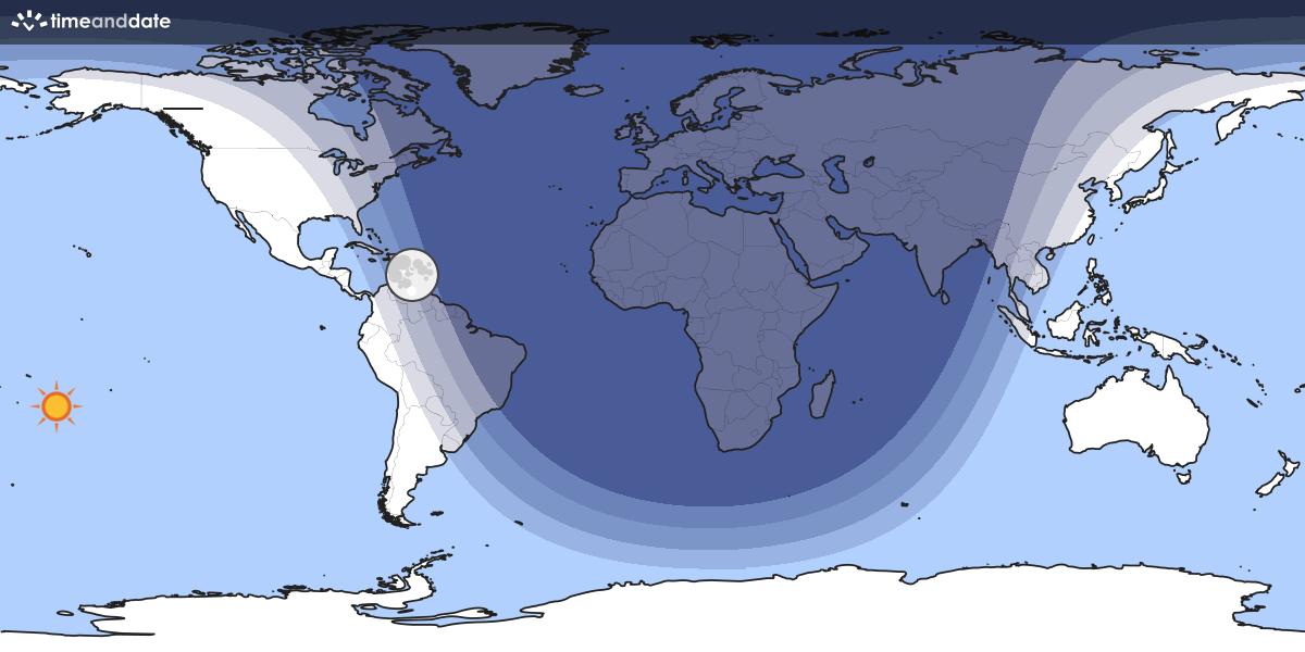 Map showing day and night parts of the world