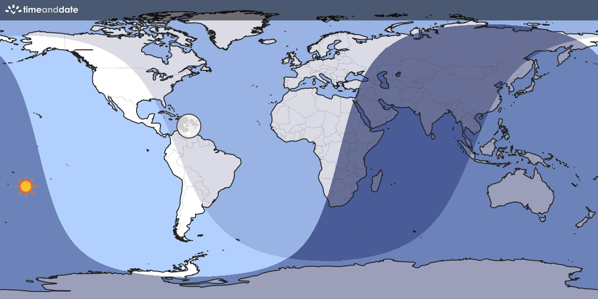 Map showing which part of the Earth the Moon is currently above the horizon at.